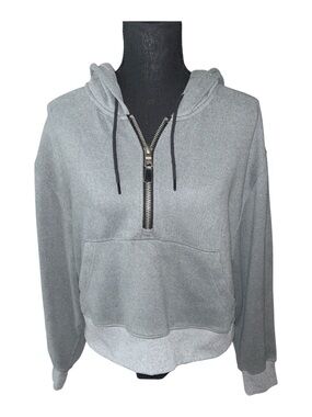Fundamental Coast gray Cropped Quarter Zip Pullover Jacket Sweatshirt Neutral